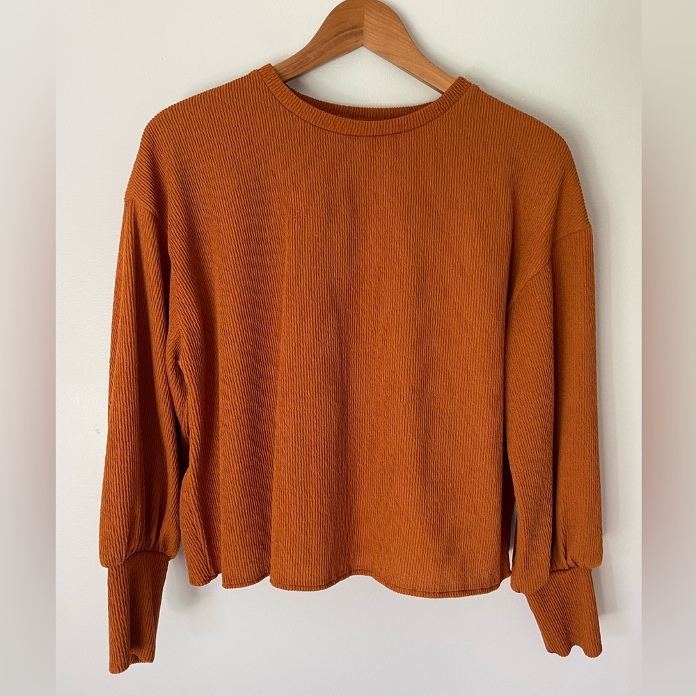 Rust orange textured blouse